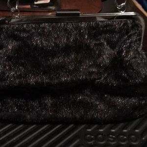 Black furry sourpuss purse